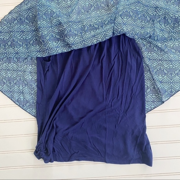 Blue blouse with overlay sheer poncho Size M - Picture 2 of 8